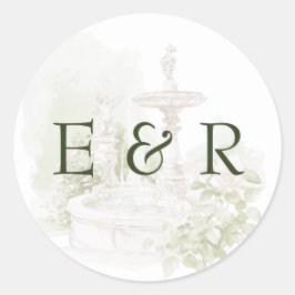 Elegante Waterverf Manor Garden Wedding Ronde Sticker