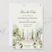 Elegante Waterverf Manor Garden Wedding Save The Date (Voorkant)