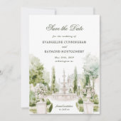 Elegante Waterverf Manor Garden Wedding Save The Date (Voorkant)