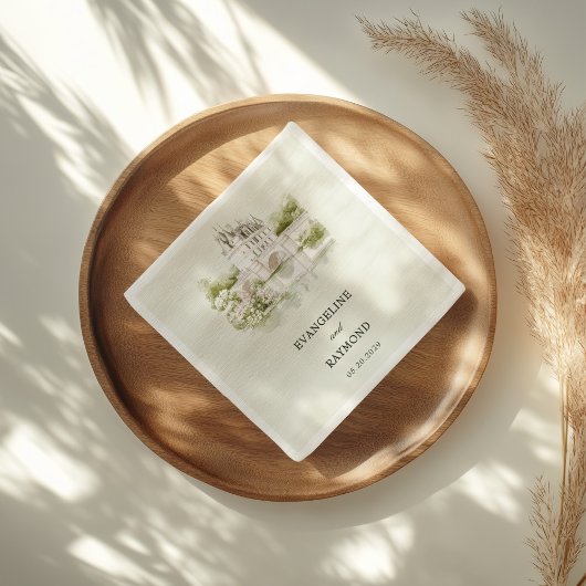 Elegante Waterverf Manor Garden Wedding Servet