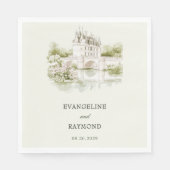 Elegante Waterverf Manor Garden Wedding Servet (Voorkant)