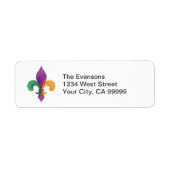 Elegante Waterverf Mardi Gras Fleur de Lis Etiket (Voorkant)