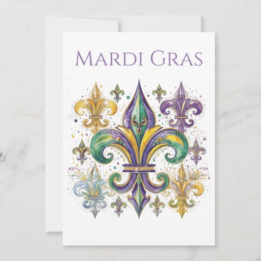 Elegante waterverf Mardi Gras Kaart (Voorkant)