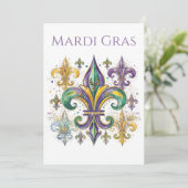 Elegante waterverf Mardi Gras Kaart (Staand voorkant)