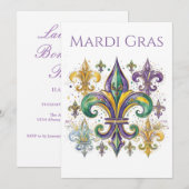 Elegante waterverf Mardi Gras Kaart (Voorkant / Achterkant)