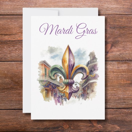 Elegante waterverf Mardi Gras Kaart