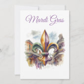 Elegante waterverf Mardi Gras Kaart (Voorkant)