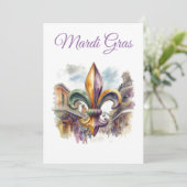 Elegante waterverf Mardi Gras Kaart (Staand voorkant)
