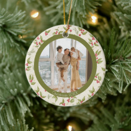 Elegante Waterverf maretak, groen Lijst familie Keramisch Ornament