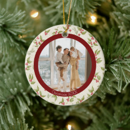 Elegante Waterverf maretak, rode Lijst familie Keramisch Ornament