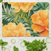 Elegante Waterverf Marigold Flowers Theedoek (Gevouwen)