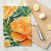 Elegante Waterverf Marigold Flowers Theedoek (Quarter Fold)