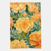 Elegante Waterverf Marigold Flowers Theedoek (Verticaal)