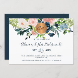 Elegante waterverf marine bloemen bruidsmeisjes br kaart