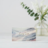 Elegante Waterverf Marmer en Donkergrijs op Achter Visitekaartje (Staand voorkant)