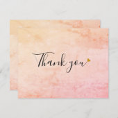 Elegante waterverf marmer script goud hart bedankkaart (Voorkant / Achterkant)
