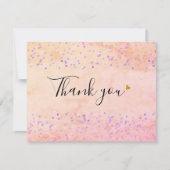 Elegante waterverf marmer script goud hart bedankkaart (Voorkant)