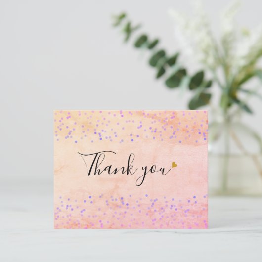 Elegante waterverf marmer script goud hart bedankkaart (Staand voorkant)