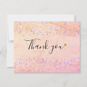 Elegante waterverf marmer script gouden hart bedankkaart