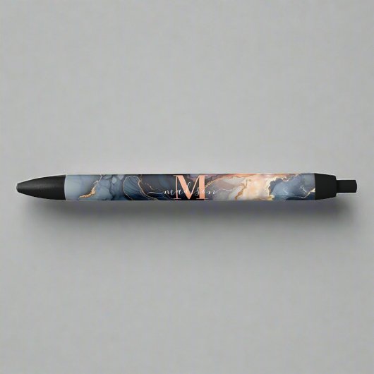 Elegante Waterverf Marmeren Monogram Typografie Zwarte Inkt Pen