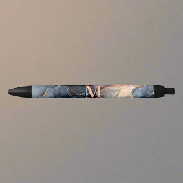 Elegante Waterverf Marmeren Monogram Typografie Zwarte Inkt Pen