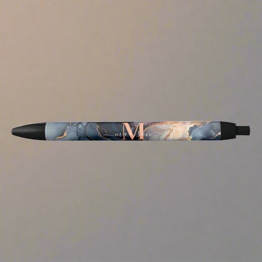 Elegante Waterverf Marmeren Monogram Typografie Zwarte Inkt Pen