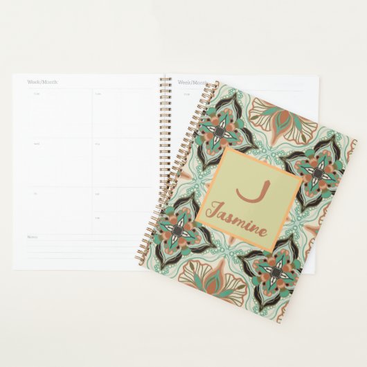 Elegante Waterverf Marokkaanse groene bloem Planner (Display)