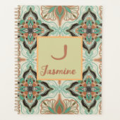 Elegante Waterverf Marokkaanse groene bloem Planner (Voorkant)