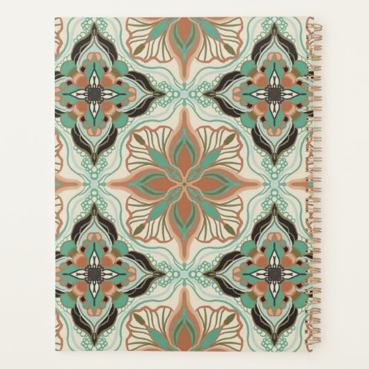 Elegante Waterverf Marokkaanse groene bloem Planner (Achterkant)