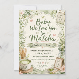 Elegante Waterverf Matcha Baby Shower Kaart