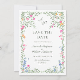 Elegante Waterverf Meadow Wildflower bruiloft Save The Date