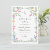Elegante Waterverf Meadow Wildflower bruiloft Save The Date (Staand voorkant)