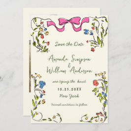 Elegante Waterverf Meadow Wildflower bruiloft Save The Date