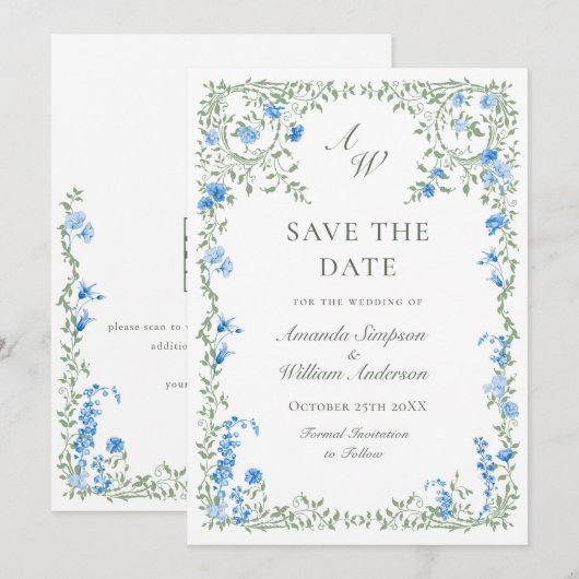 Elegante Waterverf Meadow Wildflower bruiloft Save The Date (Voorkant / Achterkant)
