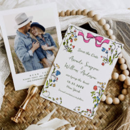 Elegante Waterverf Meadow Wildflower bruiloft Save The Date