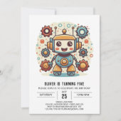 Elegante Waterverf Mechanical Robot Verjaardag Kaart (Voorkant)