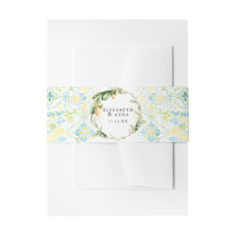 Elegante Waterverf Mediterraans Monogram Huwelijk Uitnodigingen Wikkel