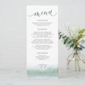 Elegante Waterverf Meer & Bomen Bruiloftsmenu Menu (Staand voorkant)