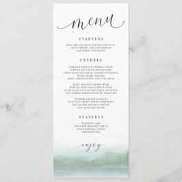 Elegante Waterverf Meer & Bomen Bruiloftsmenu Menu
