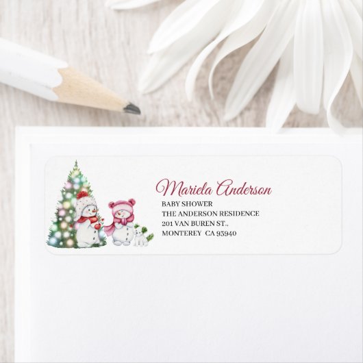 Elegante Waterverf Merry Christmas baby shower Etiket (Insitu)