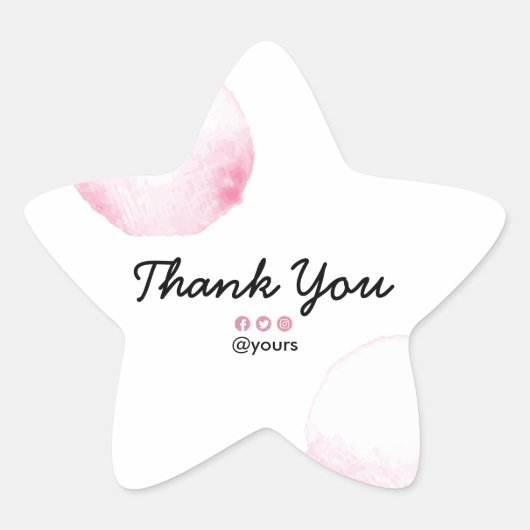 Elegante Waterverf minimalistische pastel roze dan Ster Sticker (Voorkant)