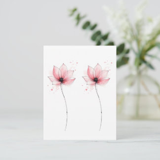 Elegante Waterverf Minimalistische Roze Bloemstuk Kaart