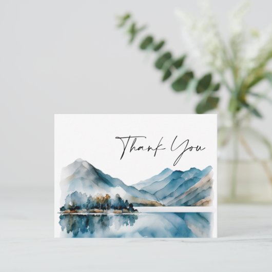 Elegante Waterverf mistig bos bruiloft dank u Briefkaart (Staand voorkant)