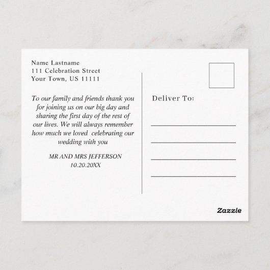 Elegante Waterverf mistig bos bruiloft dank u Briefkaart (Achterkant)