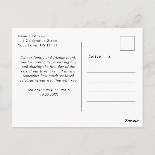 Elegante Waterverf mistig bos bruiloft dank u Briefkaart (Achterkant)