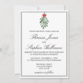 Elegante Waterverf Mistletoe bruiloft uitnodiging (Voorkant)