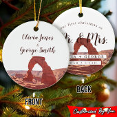 Elegante Waterverf Moab Onze Eerste Kerstmis Keramisch Ornament