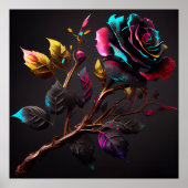 Elegante Waterverf Moody Kleurrijke Roos Poster (Voorkant)