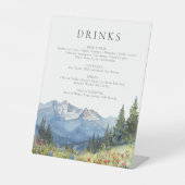 Elegante Waterverf Mountain Drinken Menu Reclamebord Met Voetstuk (Voorkant)