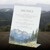 Elegante Waterverf Mountain Drinken Menu Reclamebord Met Voetstuk